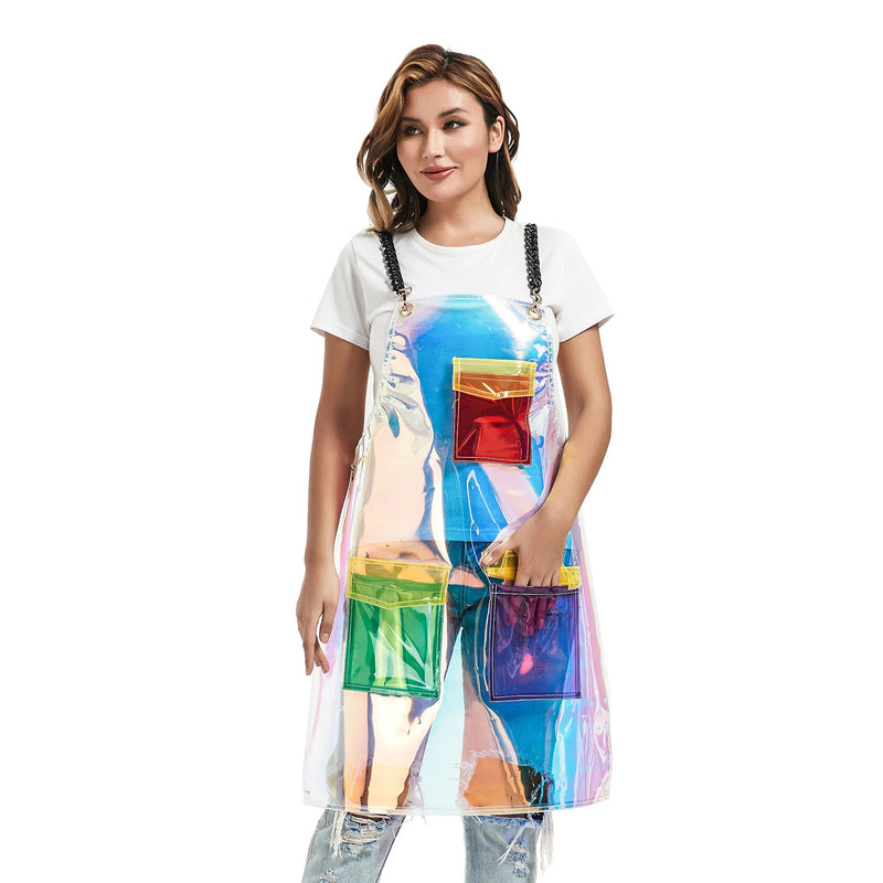 Anypron Barber Apron Mix Green Red Waterproof Cross-Back 3 Pockets