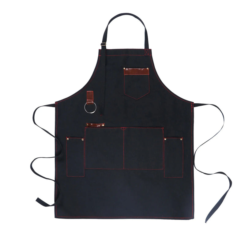 Anypron Black Canvas Apron Waterproof Oilproof Chef Waiter Workwear