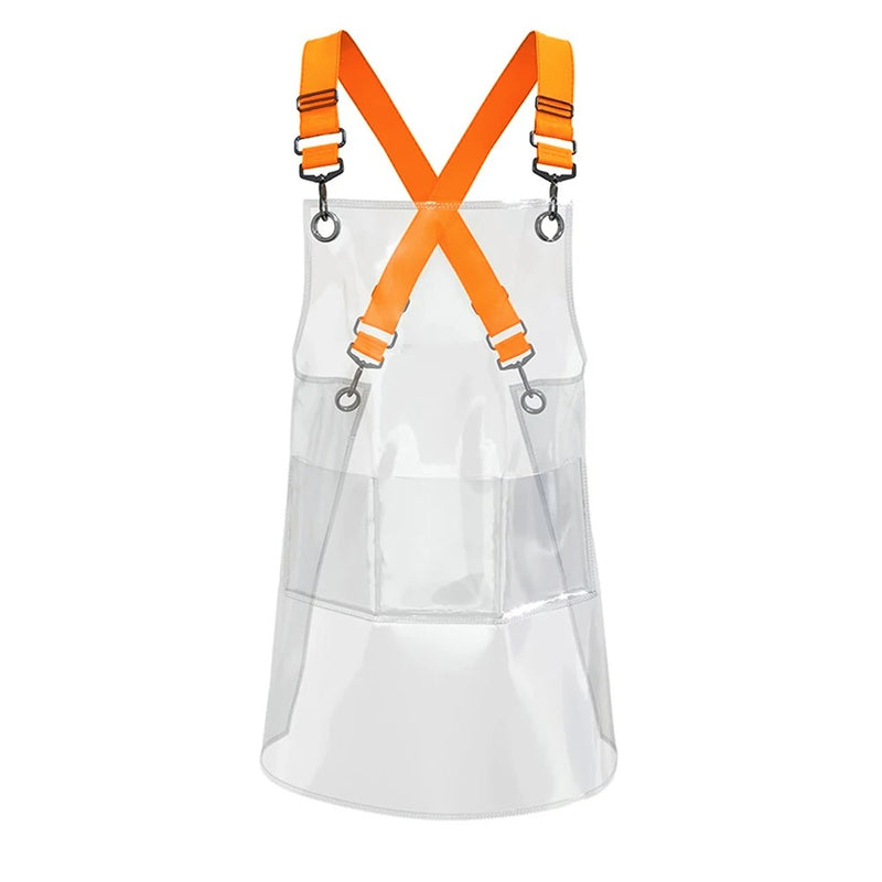 Anypron Orange Ribbon Waterproof TPU Apron Oilproof for Barber Salon