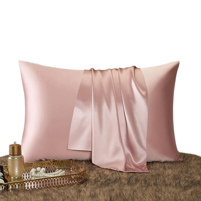 ANYHOUZ Pillowcase 50x90cm Pink Set with Eye Mask Natural Mulberry Silk for Comfortable and Relaxing Home Bed