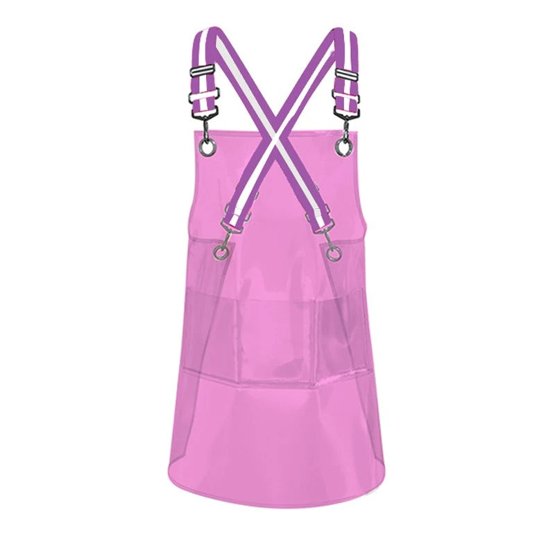 Anypron Pink Waterproof TPU Apron Oilproof Workwear for Barber Salon