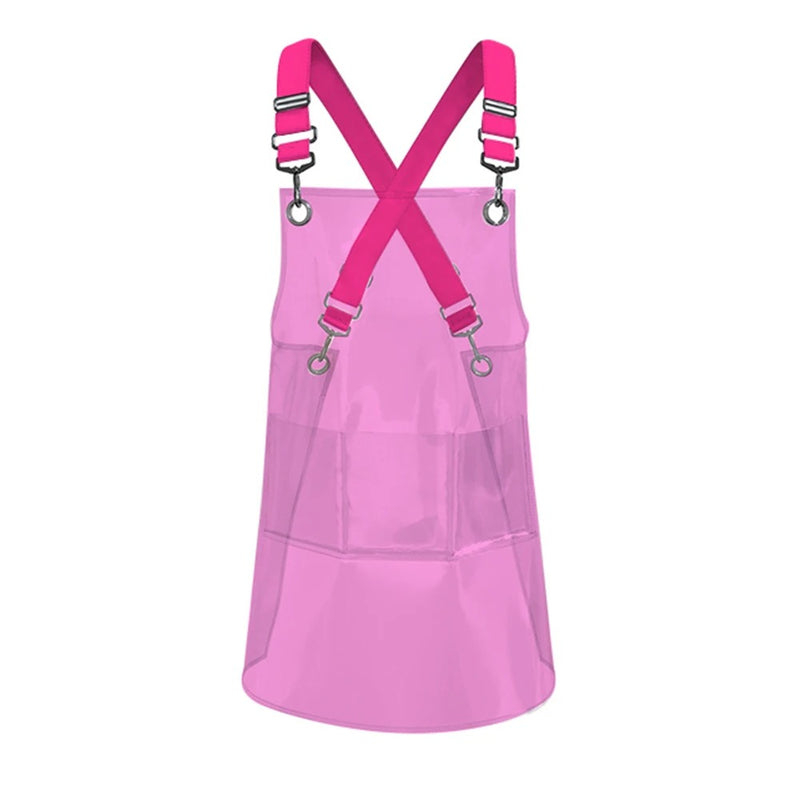 Anypron Waterproof TPU Apron Pink Oilproof Workwear for Barber Painting