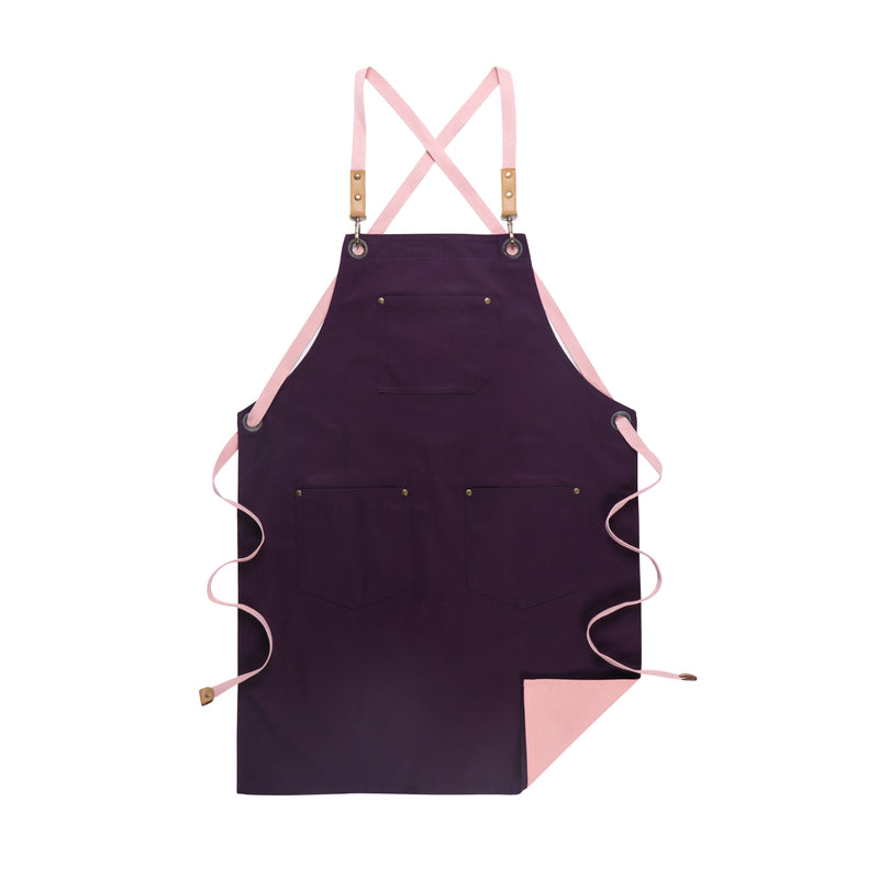 Anypron Purple Pink Cooking Apron for Men Women Chef Cafe Workwear
