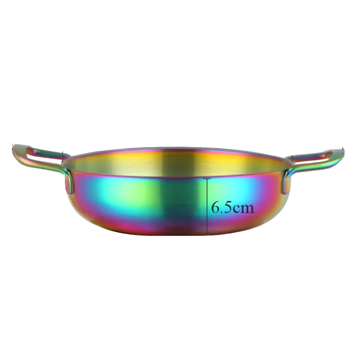 Anygleam Stock Pot 2pcs Rainbow no.0-S-L Stainless Steel HotPot Without Lid Single-Layer Cooking Soup Noodle Sea Food Home Kitchen Restaurant Tools