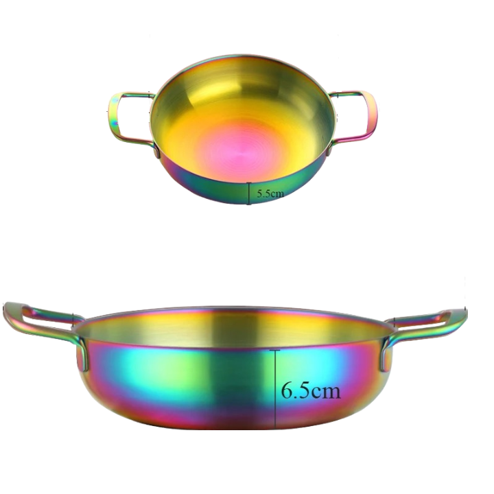 Anygleam Stock Pot 2pcs Rainbow no.0-S-L Stainless Steel HotPot Without Lid Single-Layer Cooking Soup Noodle Sea Food Home Kitchen Restaurant Tools
