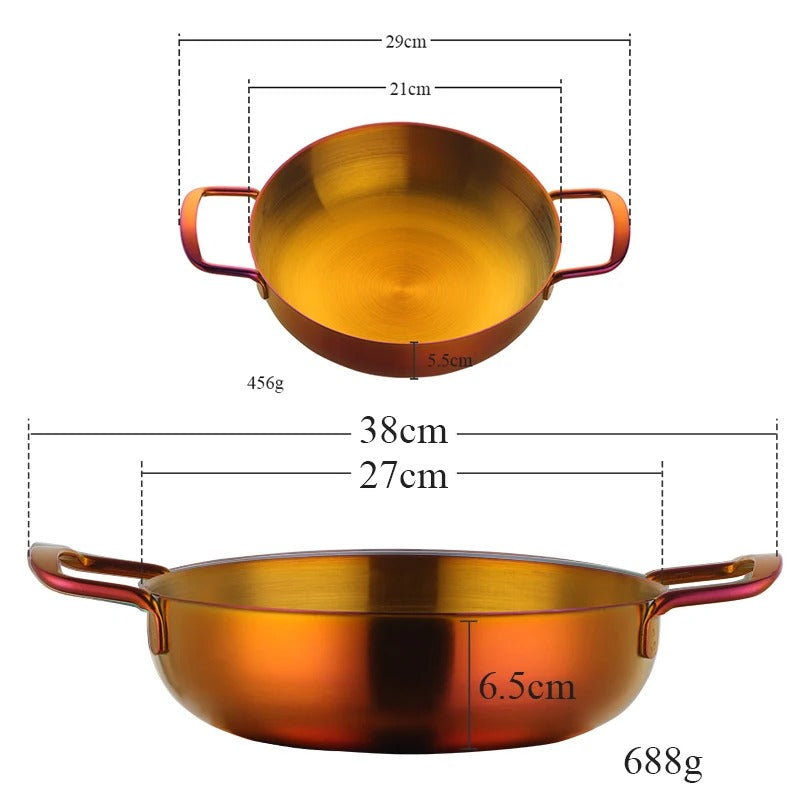 Anygleam Stock Pot 2pcs Rainbow no.3-S-L Stainless Steel HotPot Without Lid Single-Layer Cooking Soup Noodle Sea Food Home Kitchen Restaurant Tools