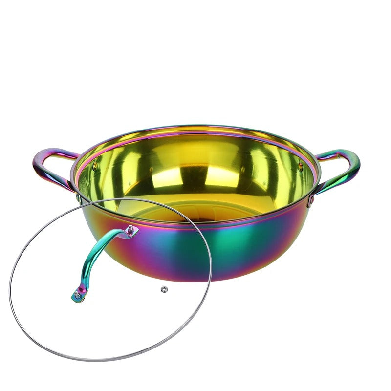 ANYGLEAM Stock Pot Rainbow Stainless Steel Home Restaurant Cooking Tool Single-Layer Compatible Soup Kitchen Utensils