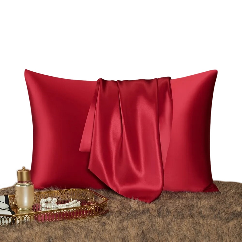 ANYHOUZ Pillowcase 51x66cm Red Wine Natural Mulberry Silk For Comfortable And Relaxing Home Bed