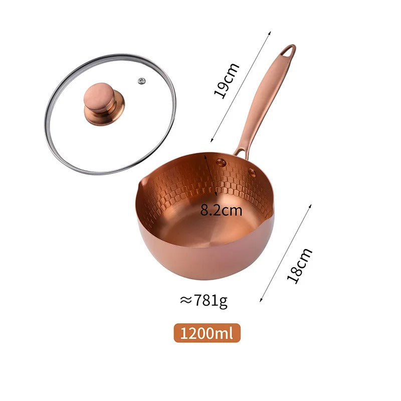 Anygleam Stock Pot Rose Gold Non-Stick Stainless Steel Kitchen Snow Pan Noodle Soup with Lid Cooker Universal Cookware