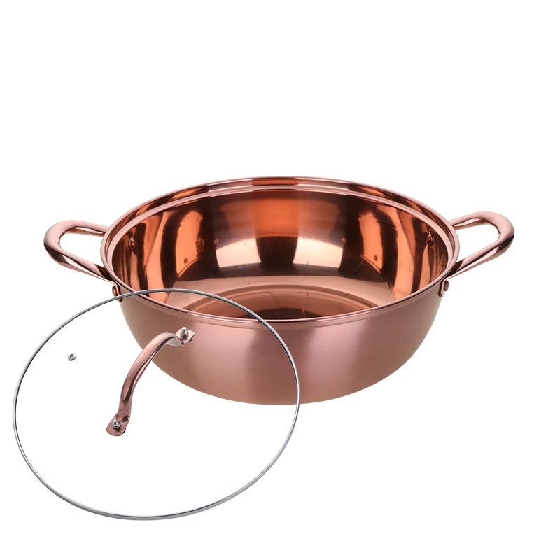 ANYGLEAM Stock Pot Rose Gold Stainless Steel Home Restaurant Cooking Tool Single-Layer Compatible Soup Kitchen Utensils