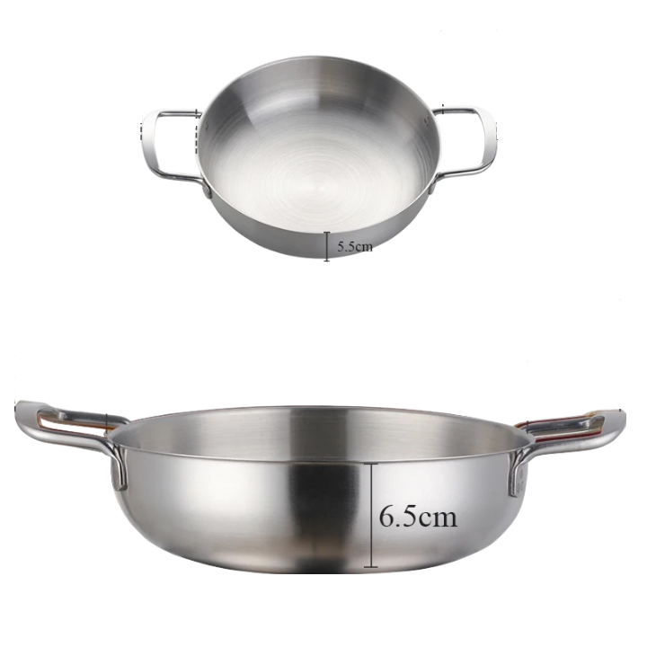 Anygleam Stock Pot 2pcs Silver-S-L Stainless Steel HotPot Without Lid Single-Layer Cooking Soup Noodle Sea Food Home Kitchen Restaurant Tools