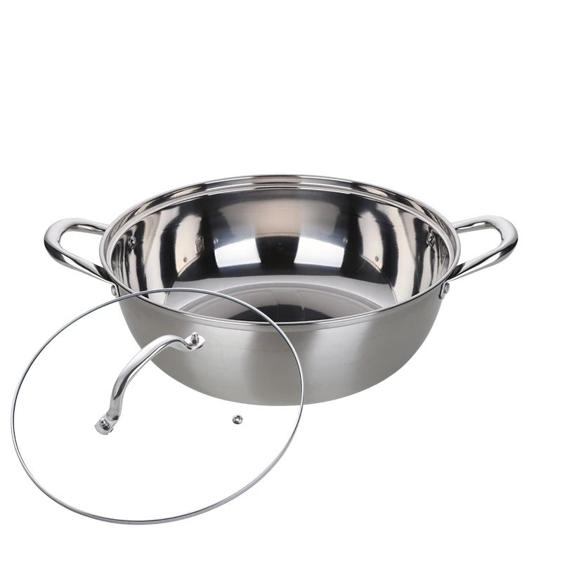 ANYGLEAM Stock Pot Silver Stainless Steel Home Restaurant Cooking Tool Single-Layer Compatible Soup Kitchen Utensils