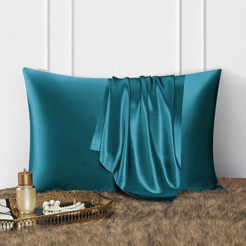 ANYHOUZ Pillowcase 50x75cm Teal Natural Mulberry Silk For Comfortable And Relaxing Home Bed