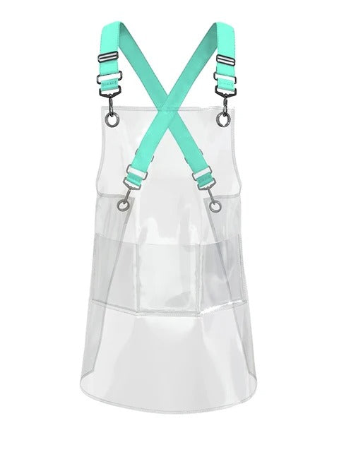 Anypron Waterproof Barber Apron – Tiffany Ribbon Cross‑Back with Pockets