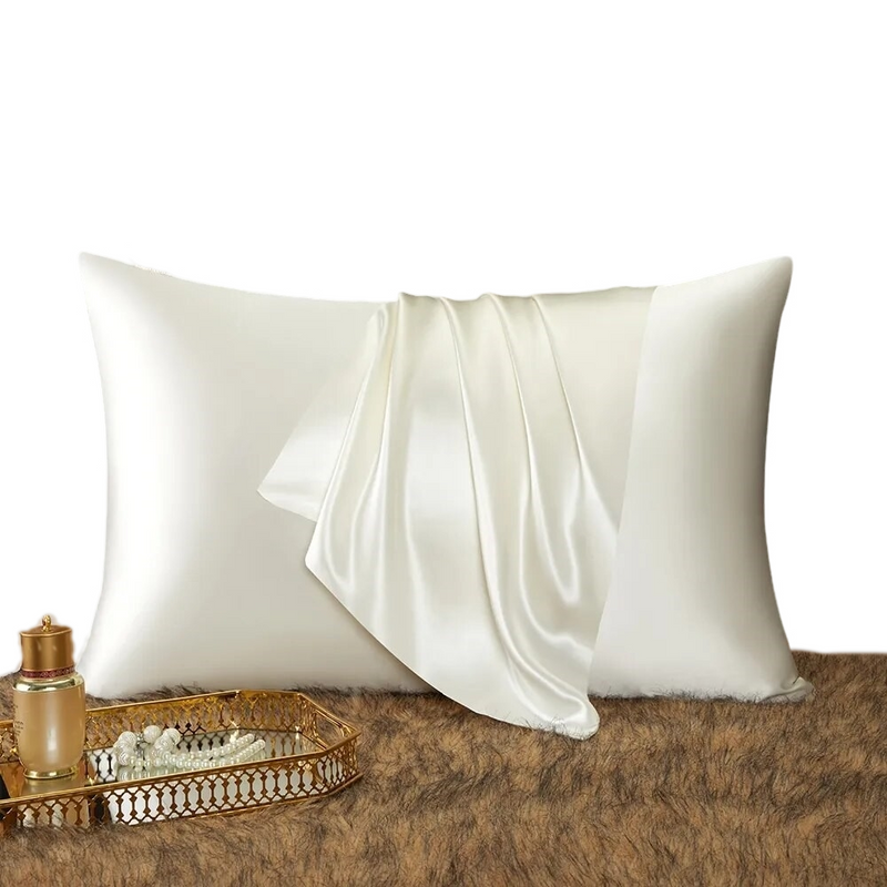 ANYHOUZ Pillowcase 50x90cm White Set with Eye Mask Natural Mulberry Silk for Comfortable and Relaxing Home Bed