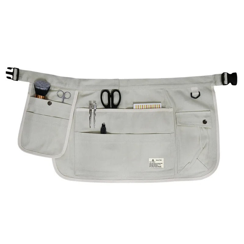 Anypron White Canvas Gardening Apron with Multi Tool Pockets – Heavy-Duty Workwear for Men & Women