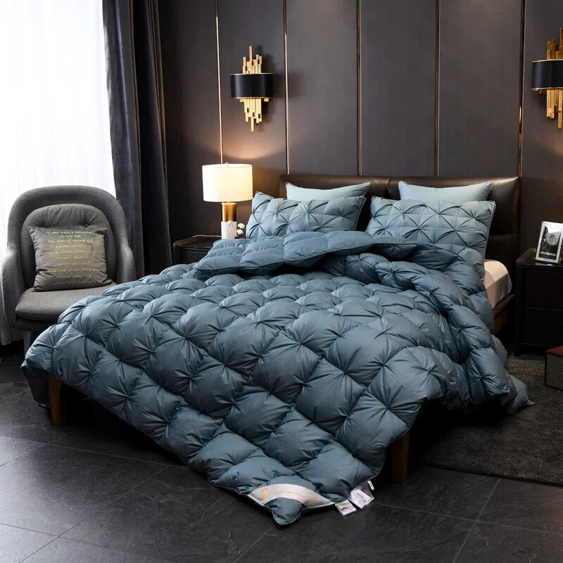 ANYHOUZ Duvet Cover Blue Grey Luxury Breathable Puffer Bed Comforter