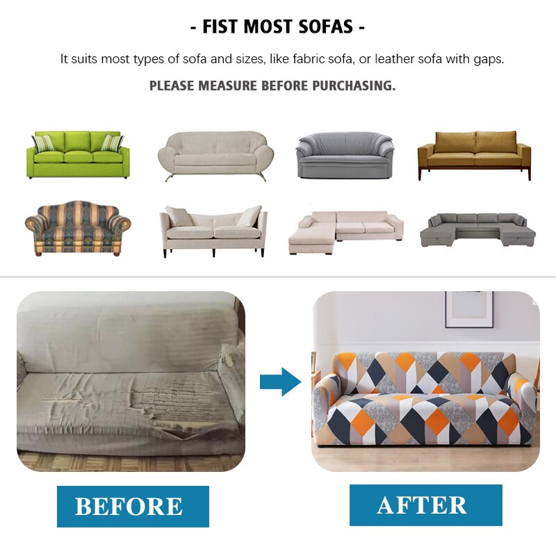 Anyseat 3 Seater Sofa Cover Gray Pink Geometric Style and Protection For Living Room Sofa Chair Elastic Stretchable Slipcover