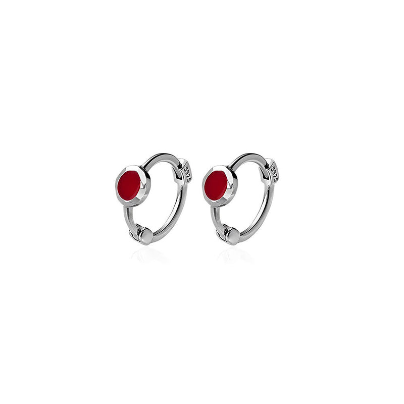 ANYCO  Fashion Earrings Minimalist Red Zircon Sweet Mini Stud Earrings for Women Real  Sterling Silver Teen Girl Party Jewelry