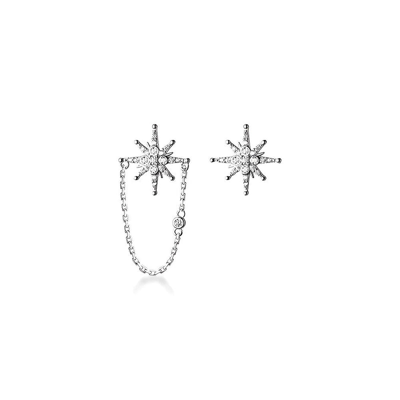 ANYCO Fashion Earrings Sterling Silver Creative Light Star Cuban Chain Stud for Women Punk Party Jewelry Accessories