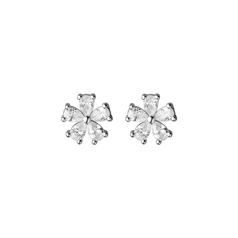 ANYCO Fashion Earrings Sterling Silver Gold Luxury Crystal Zircon Romantic Flower Stud for Women Chic Teen Party Wedding Jewelry