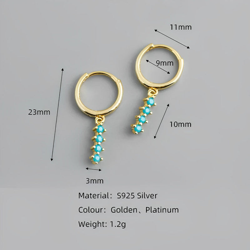 ANYCO Earrings Gold Plated Chic Charm Yellow Colored Zircon Bar Stud For Women Girl Teen Fine Perfect Fashion Stylish Accessories Jewelry Gifts