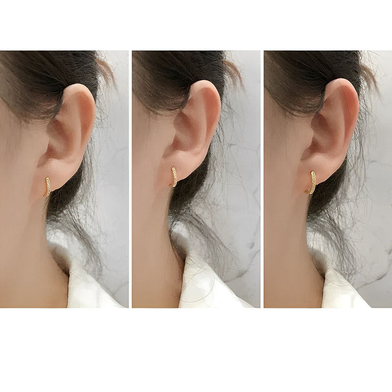 ANYCO Hoop Earrings Simple Punk Pave CZ Zircon Huggies Charm Gold Women Piercing Jewelry Accessories 7mm