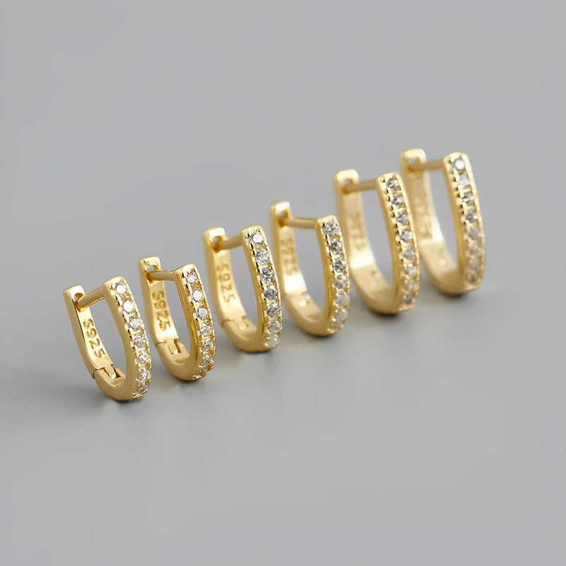 ANYCO Hoop Earrings Simple Punk Pave CZ Zircon Huggies Charm Gold Women Piercing Jewelry Accessories 7mm