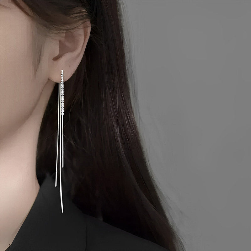 ANYCO Fashion Earrings Luxury Crystal Zircon Snake Bone Tassel Long Wedding Jewelry for Women