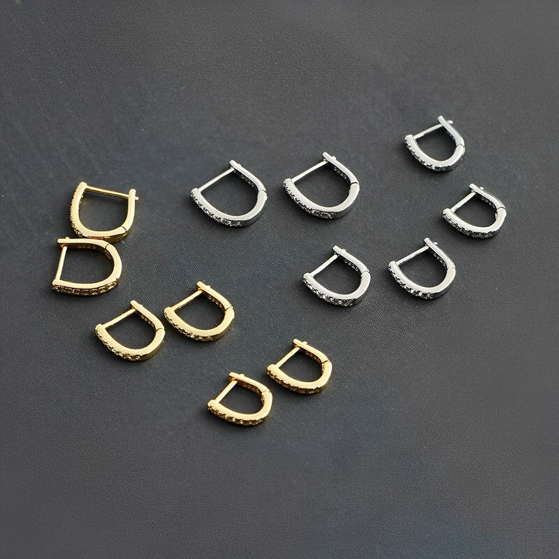 ANYCO Hoop Earrings Simple Punk Pave CZ Zircon Huggies Charm Gold Women Piercing Jewelry Accessories 6mm