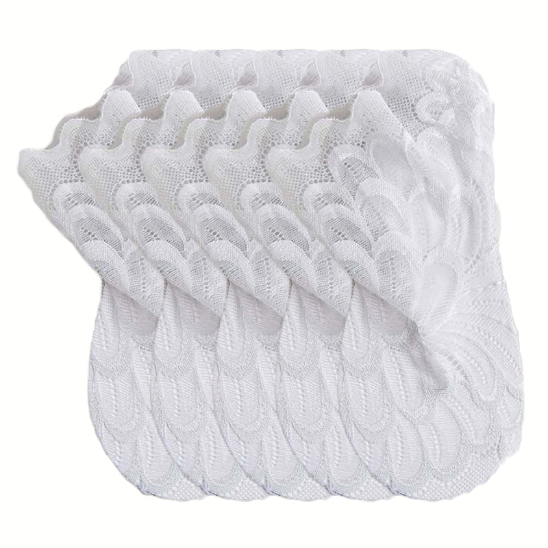 Anyfootwear 5 Pairs Women’s Off White Summer Socks Lace Peacock Flower Ankle