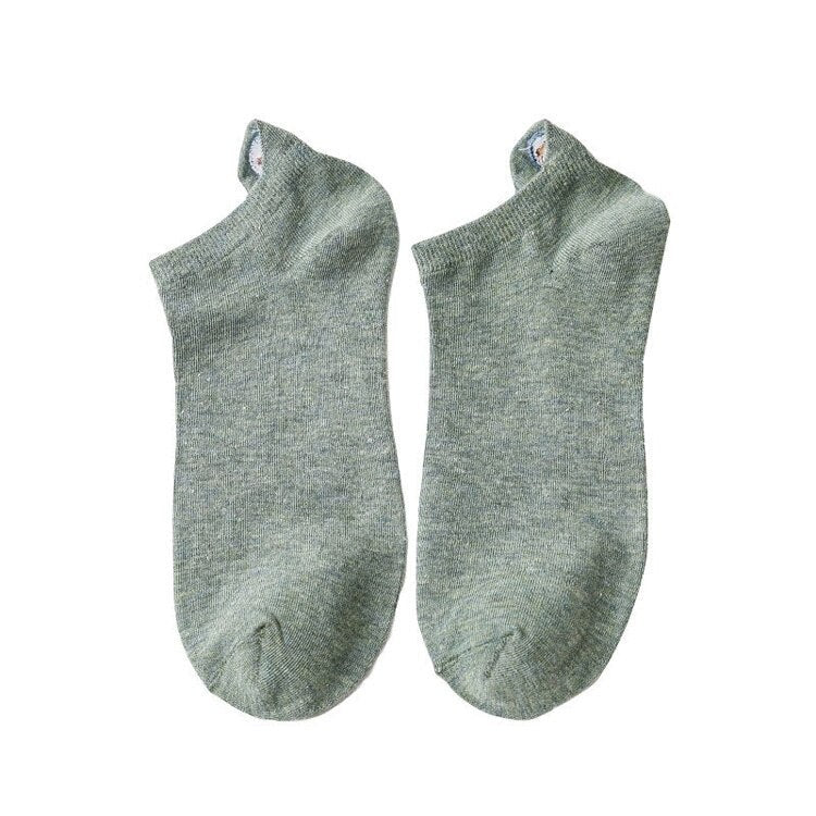 Anyfootwear 5 Pairs One Size 4-5 Green Fashion Funny Unisex Stereoscopic Heel Embroidered Women Candy Color Cotton Short Cute Socks