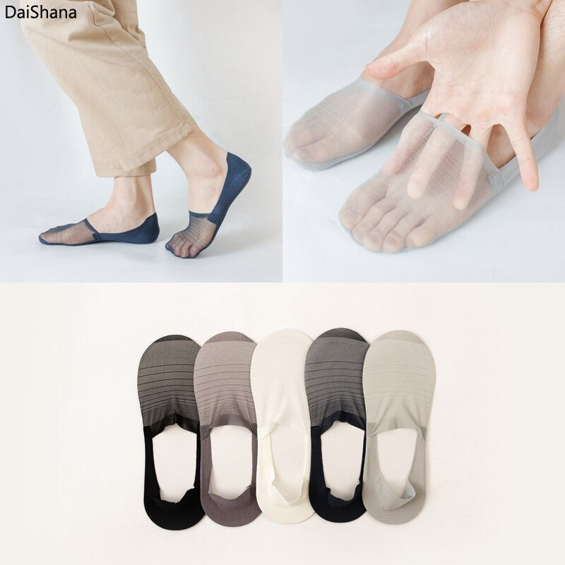Anyfootwear 5 Pairs Size 5-11 Fashion No Show Thin Invisible Solid Grey Sock High-quality Breathable Ankle length For Men Woman Foot Accessories