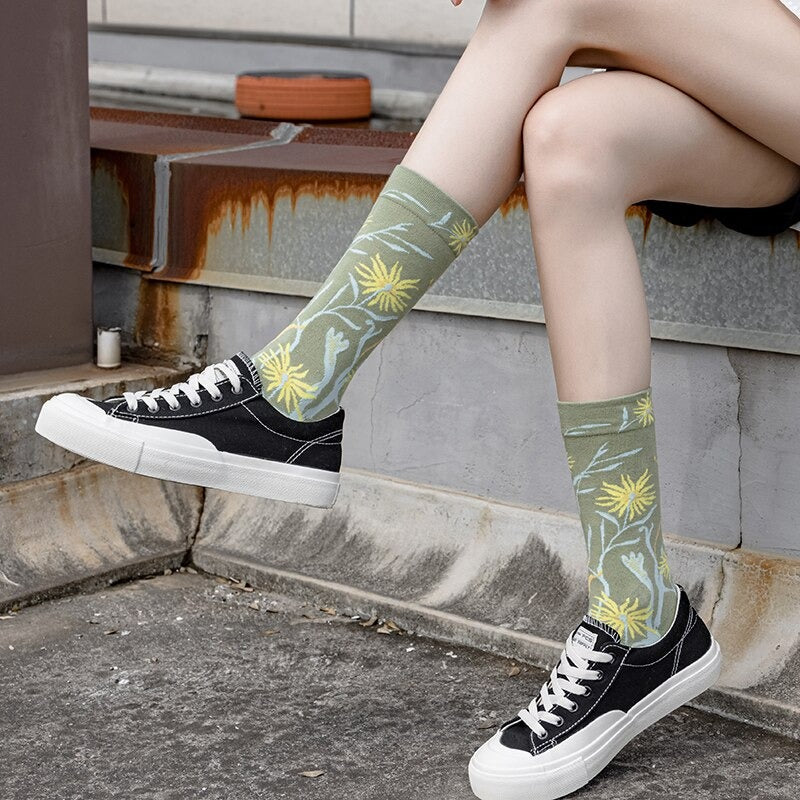 Anyfootwear 5 Pairs Dark Blue Size 5-9 Fashion Socks High-Quality Office Sports Business Long Socks Cotton Solid Colors Skateboard Knitted Casual
