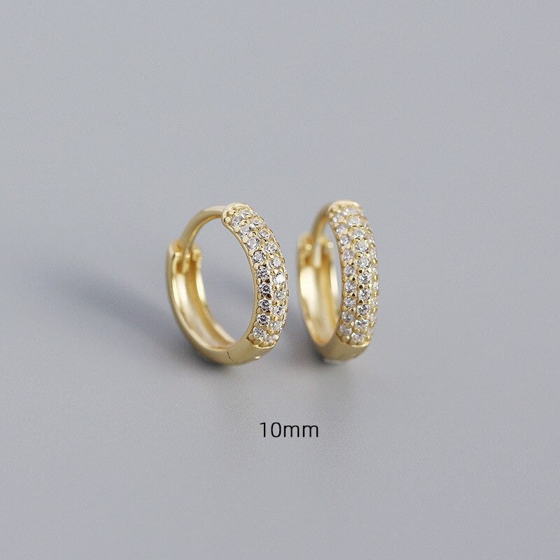 ANYCO Earrings Luxury Zircon Punk Circle Hoop Bohemian Piercing Ear Buckle For Women Accessories 10MM Gold
