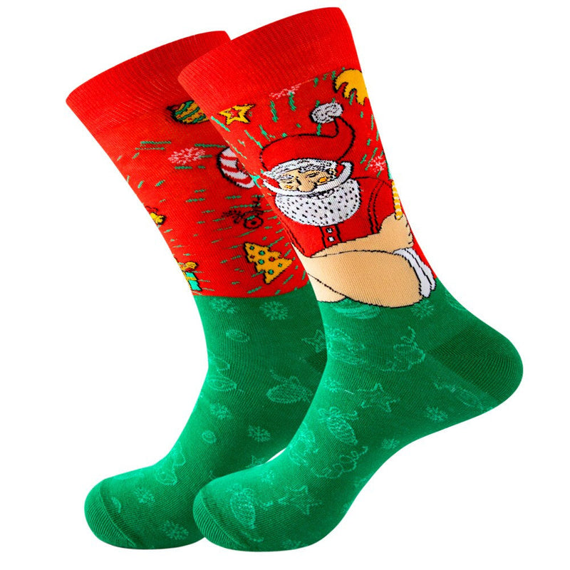 Anyfootwear 5 Pairs Red Green Size 5-13 Socks Crystal Silk Tide Winter Holiday Design Plus Snowflake Stocking Comfortable To Wear Perfect For Women