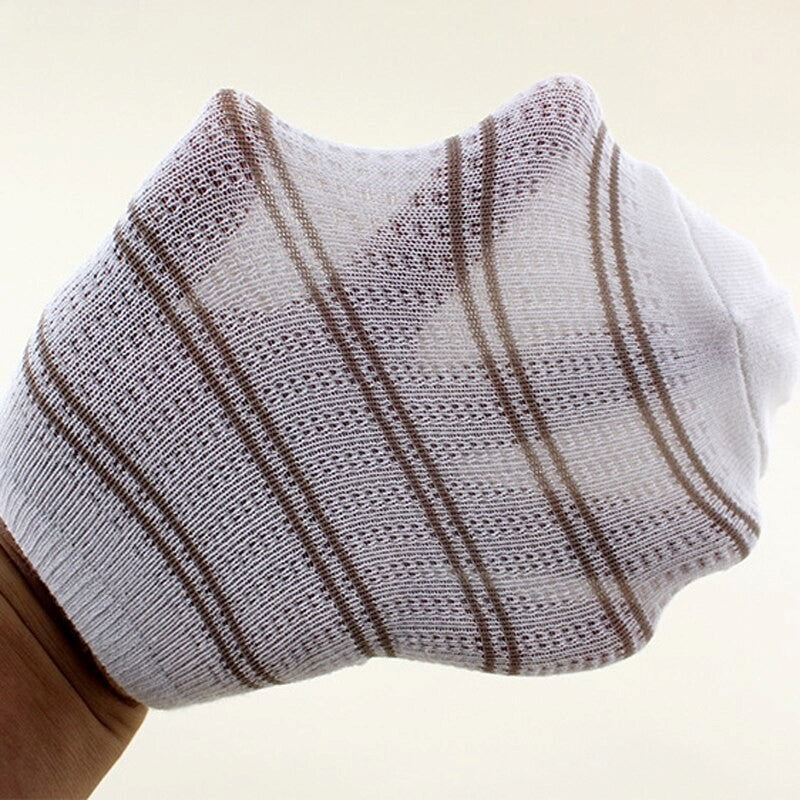 Anyfootwear 5 Pairs One Size 5-11 Multicolor Lines Spring Summer Unisex Navy Solid Striped Cotton Ankle Casual Socks