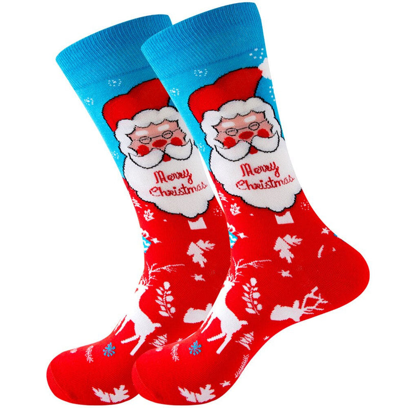 Anyfootwear 5 Pairs Red Blue Size 5-13 Socks Crystal Silk Tide Winter Claus Holiday Design Plus Snowflake Stocking Comfortable To Wear Perfect For Women