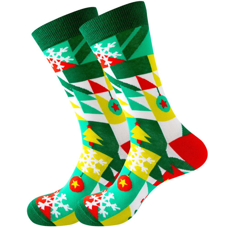 Anyfootwear 5 Pairs Yellow Green Size 5-13 Socks Crystal Silk Tide Winter Holiday Design Plus Snowflake Stocking Comfortable To Wear Perfect For Women