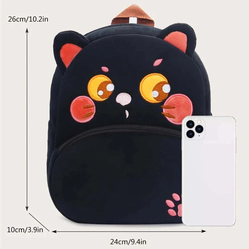 ANYKIDZ 3D Black Cat Kids School Backpack Cute Cartoon Animal Style Children Toddler Plush Bag Perfect Accessories For Boys and Girls