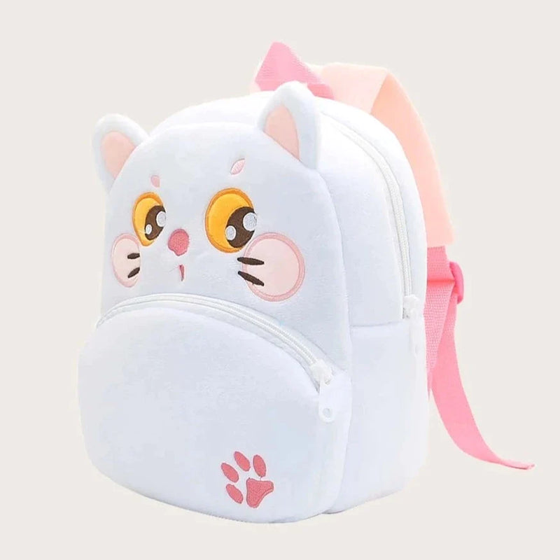ANYKIDZ 3D White Cat Kids School Backpack Cute Cartoon Animal Style Children Toddler Plush Bag Perfect Accessories For Baby Girls and Boys
