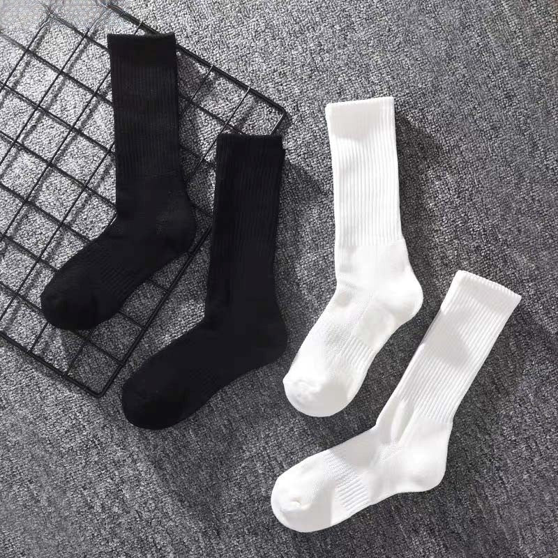 Anyfootwear 5 Pairs Size 10-14 Fashion Socks High Quality Office Sports Business Long Socks Cotton Solid Colors Skateboard Knitted Casual  White