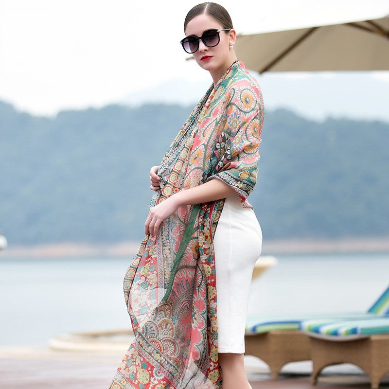 Anyyou 100% Mulberry Silk Light Orange Long Scarf Luxury Brand Women Beach Shawl Wear Swimwear Pashimina Face Shield Foulard