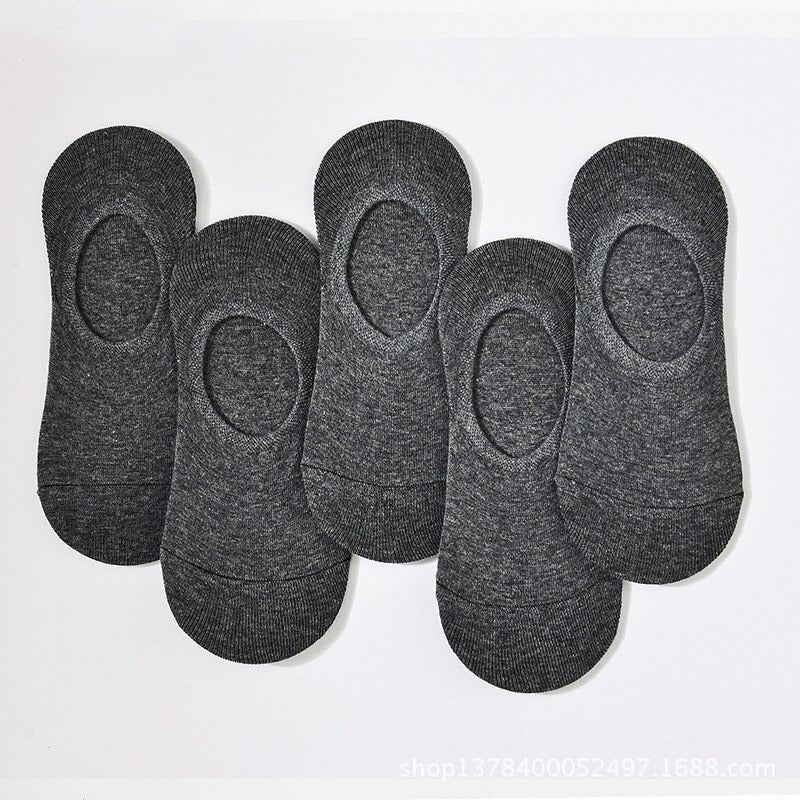 Anyfootwear 5 Pairs Dark Grey Size 5.5-10 Fashion Socks High Quality Office Sports Bussiness Long Socks Cotton Solid Colors Skateboard Knitted Casual