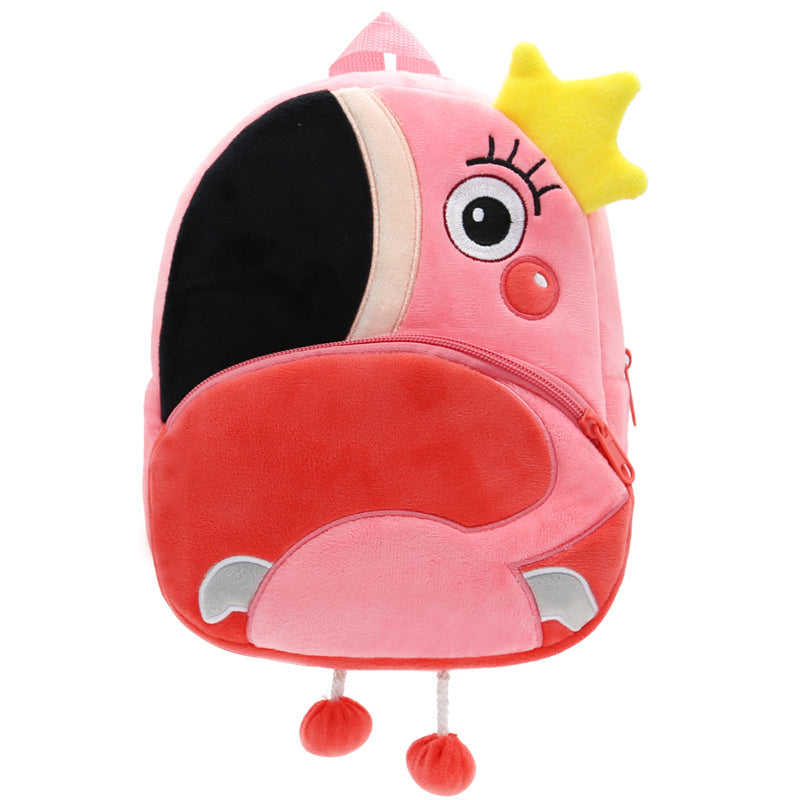 ANYKIDZ 3D Pink Flamigo School Backpack Cute Animal With Cartoon Designs Children Toddler Plush Bag For Baby Girls and Boys