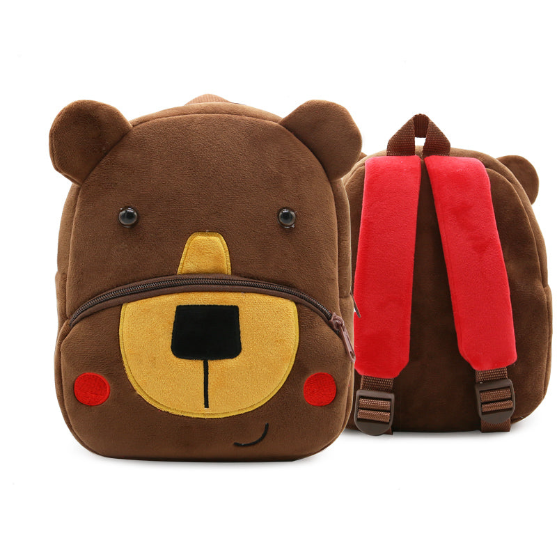 ANYKIDZ 3D Coffee Bear Backpack Cute Animal With Cartoon Designs Children Toddler Plush Bag