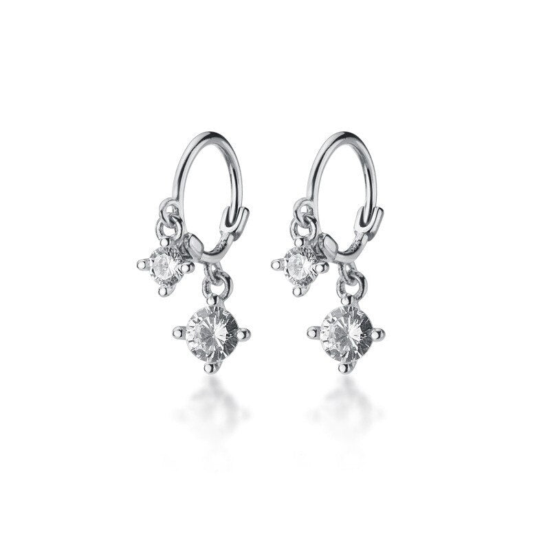 ANYCO Fashion Earrings Real Genuine Sterling Silver White Zircon Gothic Dazzling Dangle Pendant Fine Jewelry Gift for Women