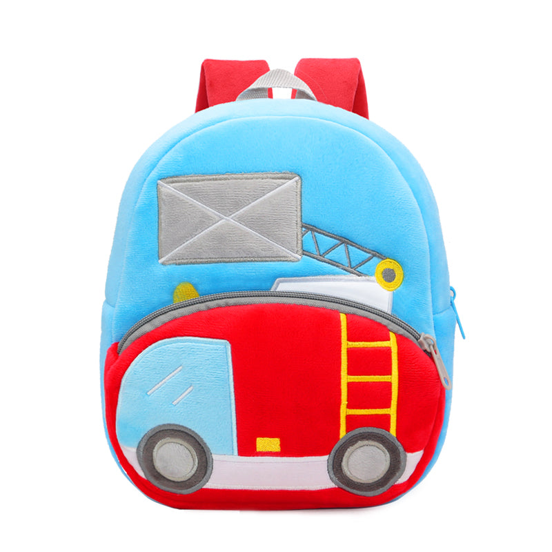 ANYKIDZ 3D Blue Ladder Car Backpack Cute Vehicle With Cartoon Designs Children Toddler Plush Bag
