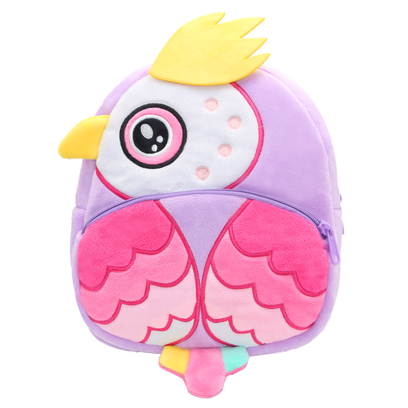 ANYKIDZ 3D Purple Owl Backpack Cute Animal With Cartoon Designs Children Toddler Plush Bag