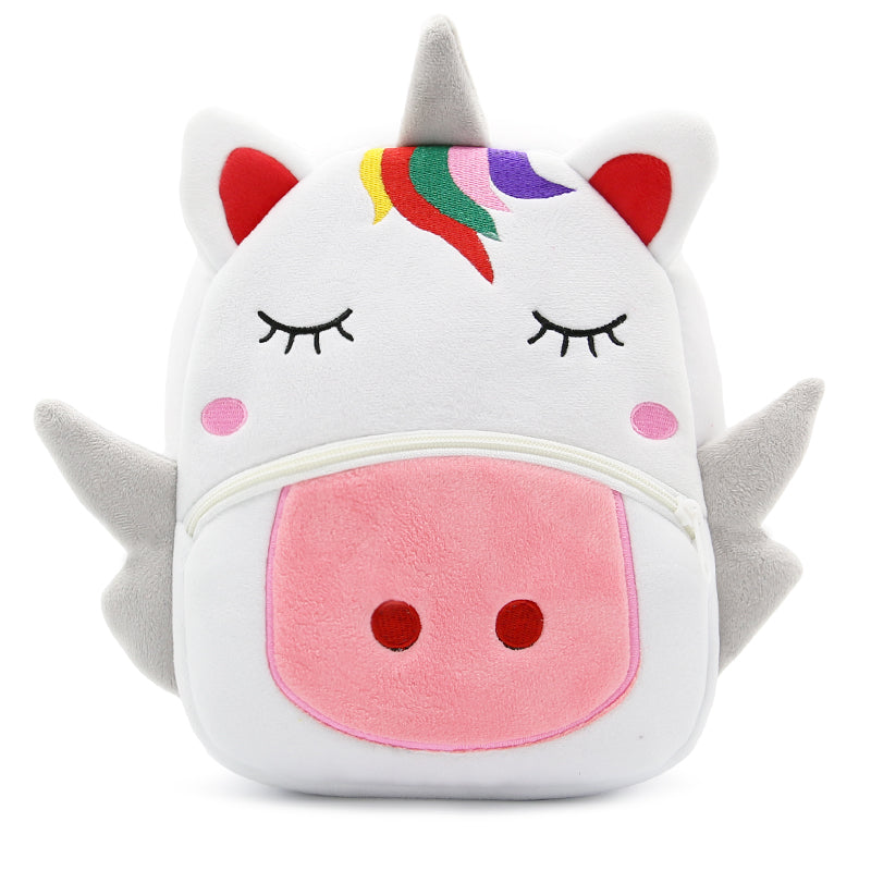 ANYKIDZ 3D White Unicorn School Backpack Cute Animal With Cartoon Designs Children Toddler Plush Bag For Baby Girls and Boys